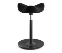 Varier Move Ståstøtte stol, Sort/grå stof, sort fod, Medium 56-82 cm - Ridser på foden - Købt som beset – outletvare m. begrænset reklamationsret