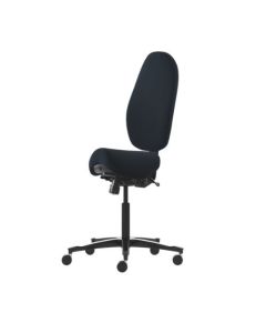 Malmstolen H5, h&oslash;y rygg, 58&ndash;79 cm, sort stoff, aluminium fotkryss &ndash; Kj&oslash;pt som sett &ndash; outletvare med begrenset reklamasjonsrett