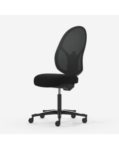 Malmstolen R3 Mesh, Sort select, DUX, s&aelig;dedybdejustering, medium gas, sort fod, hjul til h&aring;rde gulve