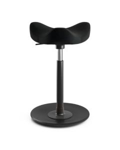 Varier Move Ståstøtte stol, Sort/grå stof, sort fod, Medium 56-82 cm - Ridser på foden - Købt som beset – outletvare m. begrænset reklamationsret